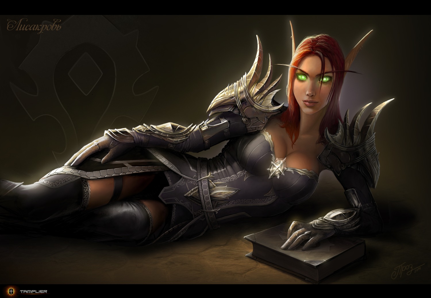 cleavage, dmitriy_prozorov, elf, pointy_ears, thighhighs, world_of_warcraft