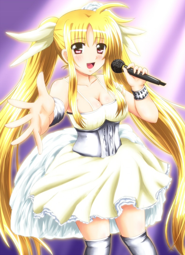 cleavage, diesel, dress, fate_testarossa, mahou_shoujo_lyrical_nanoha, mahou_shoujo_lyrical_nanoha_strikers