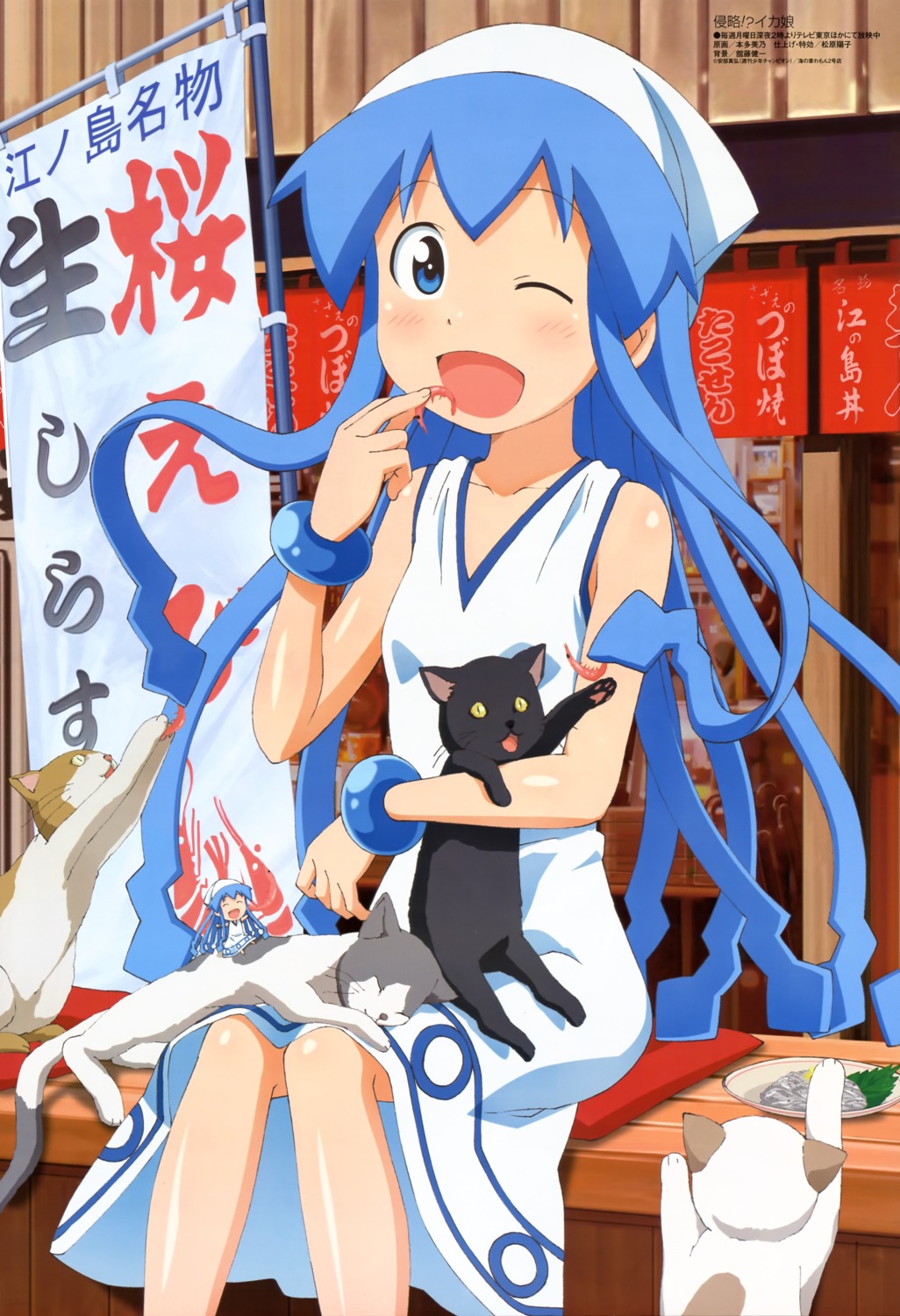 chibi, honda_yoshino, ikamusume, neko, shinryaku!_ikamusume