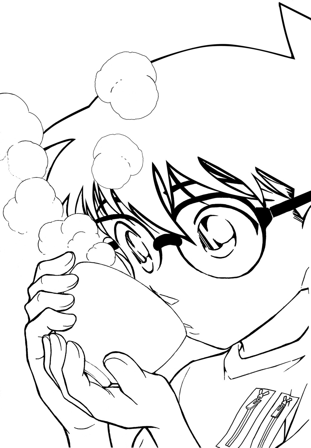 aoyama_goushou, edogawa_conan, line_art, male, megane, meitantei_conan, monochrome