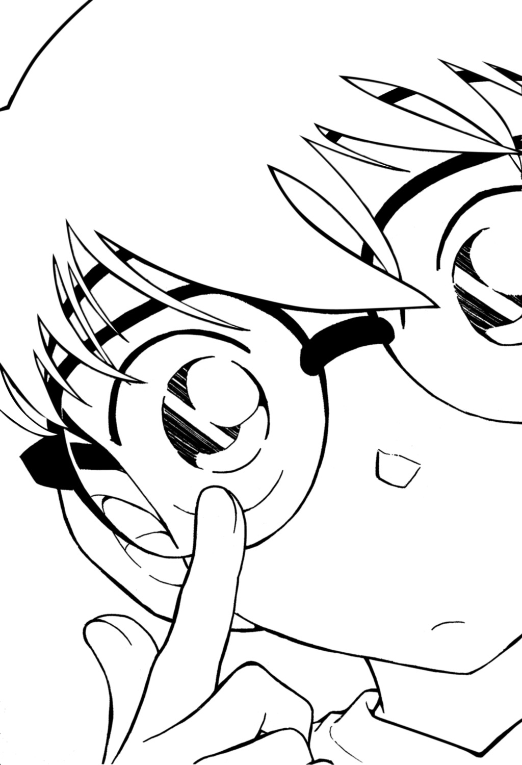 aoyama_goushou, edogawa_conan, line_art, male, megane, meitantei_conan, monochrome