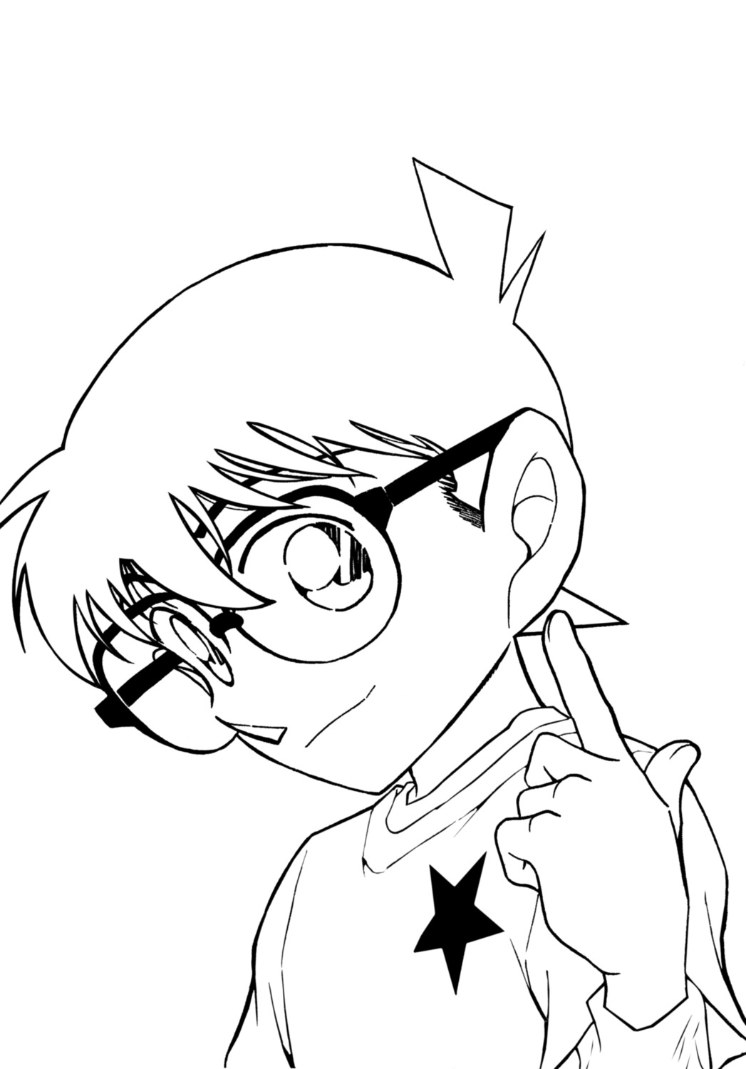 aoyama_goushou, edogawa_conan, line_art, male, megane, meitantei_conan, monochrome