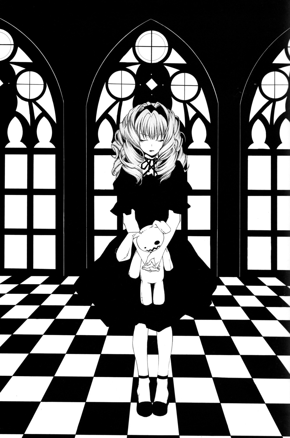dress, monochrome, mother_keeper, sorano_kairi