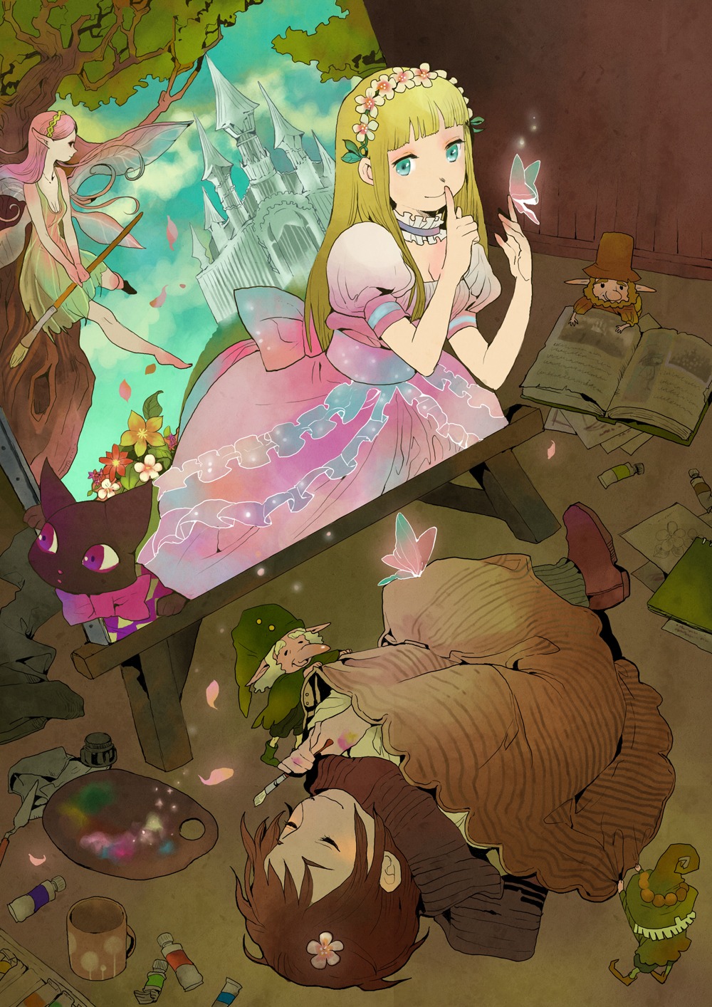 chikuwabu, dress, fairy, neko, pointy_ears