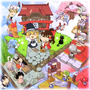 chibi, cirno, hakurei_reimu, houraisan_kaguya, ibuki_suika, inaba_tewi, izayoi_sakuya, kirisame_marisa