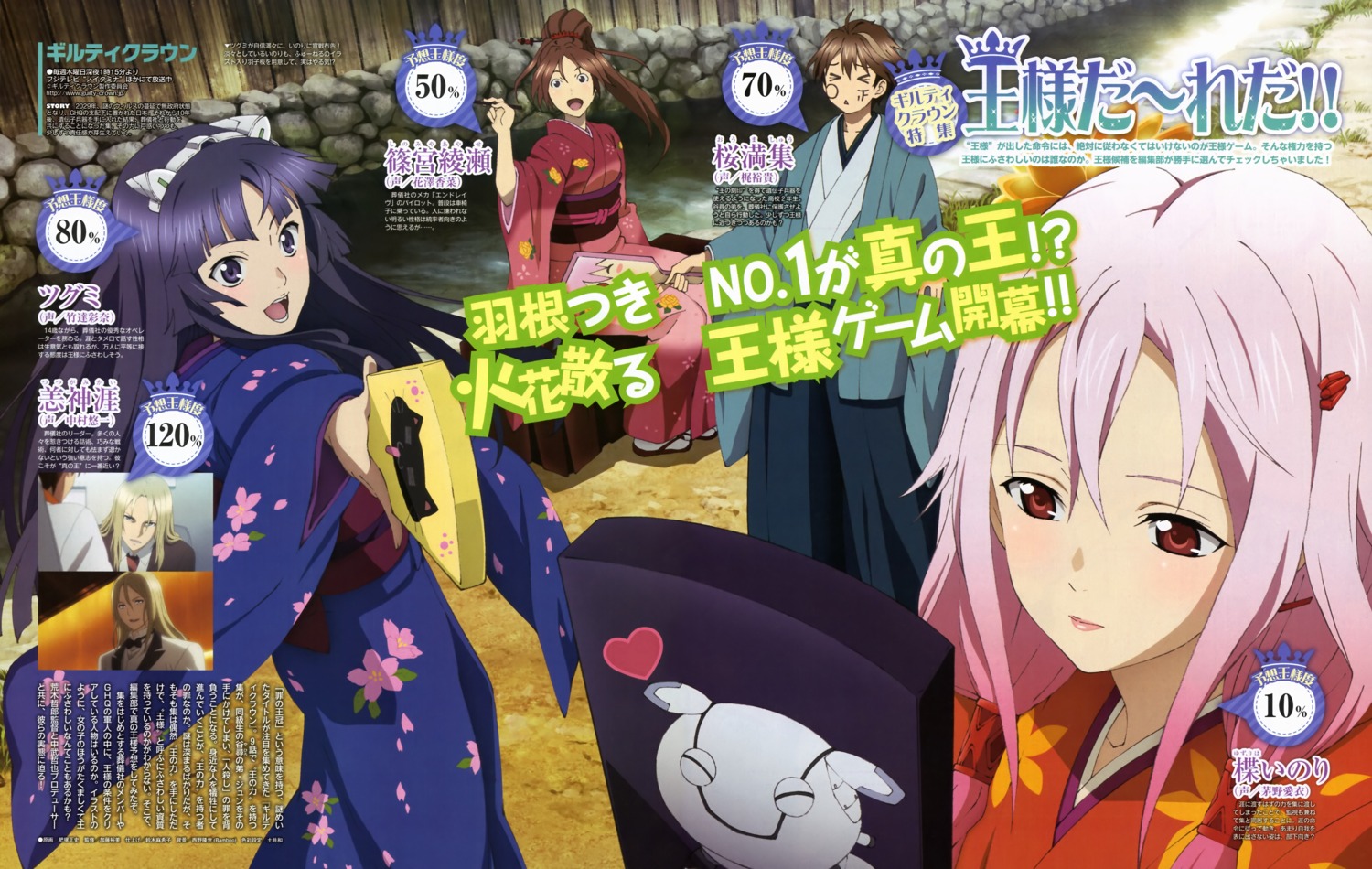 guilty_crown, kimono, koizuka_masashi, ouma_shuu, shinomiya_ayase, tsugumi_(guilty_crown), yuzuriha_inori