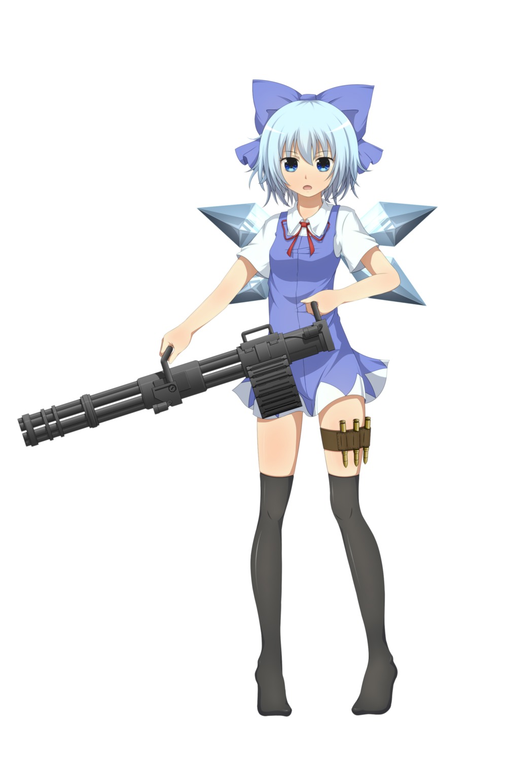 cirno, dress, gun, kinakomoti, thighhighs, touhou, wings
