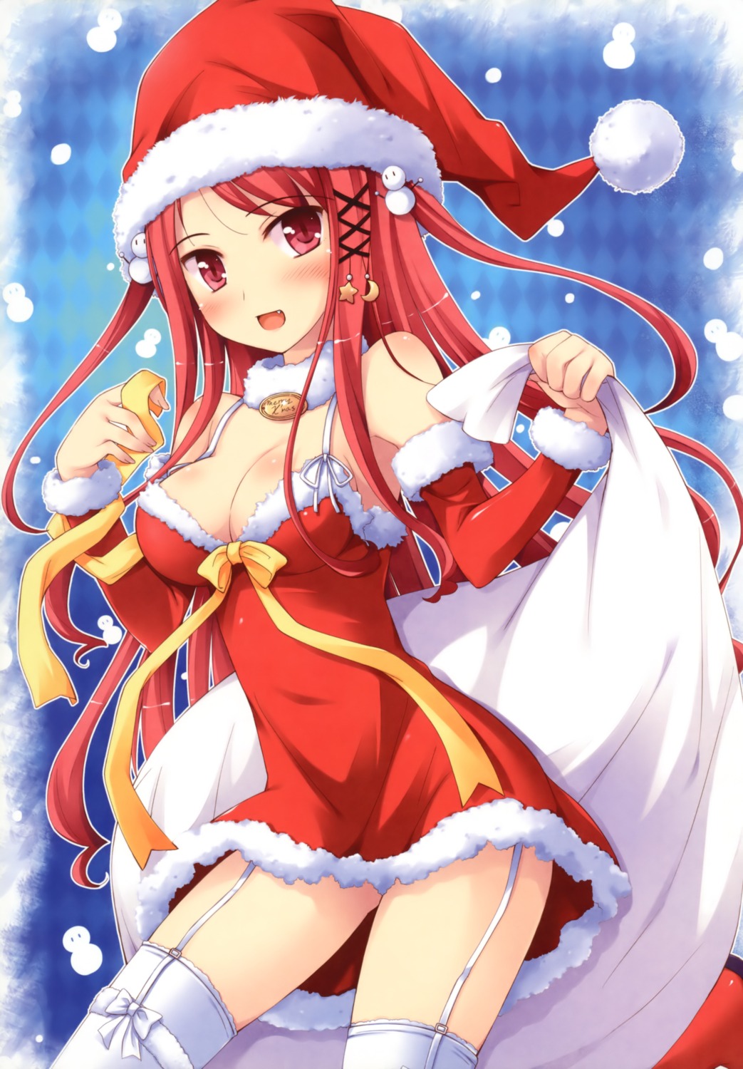 christmas, cleavage, hinomiya_ayari, ko~cha, stockings, thighhighs, windmill_oasis, witch's_garden