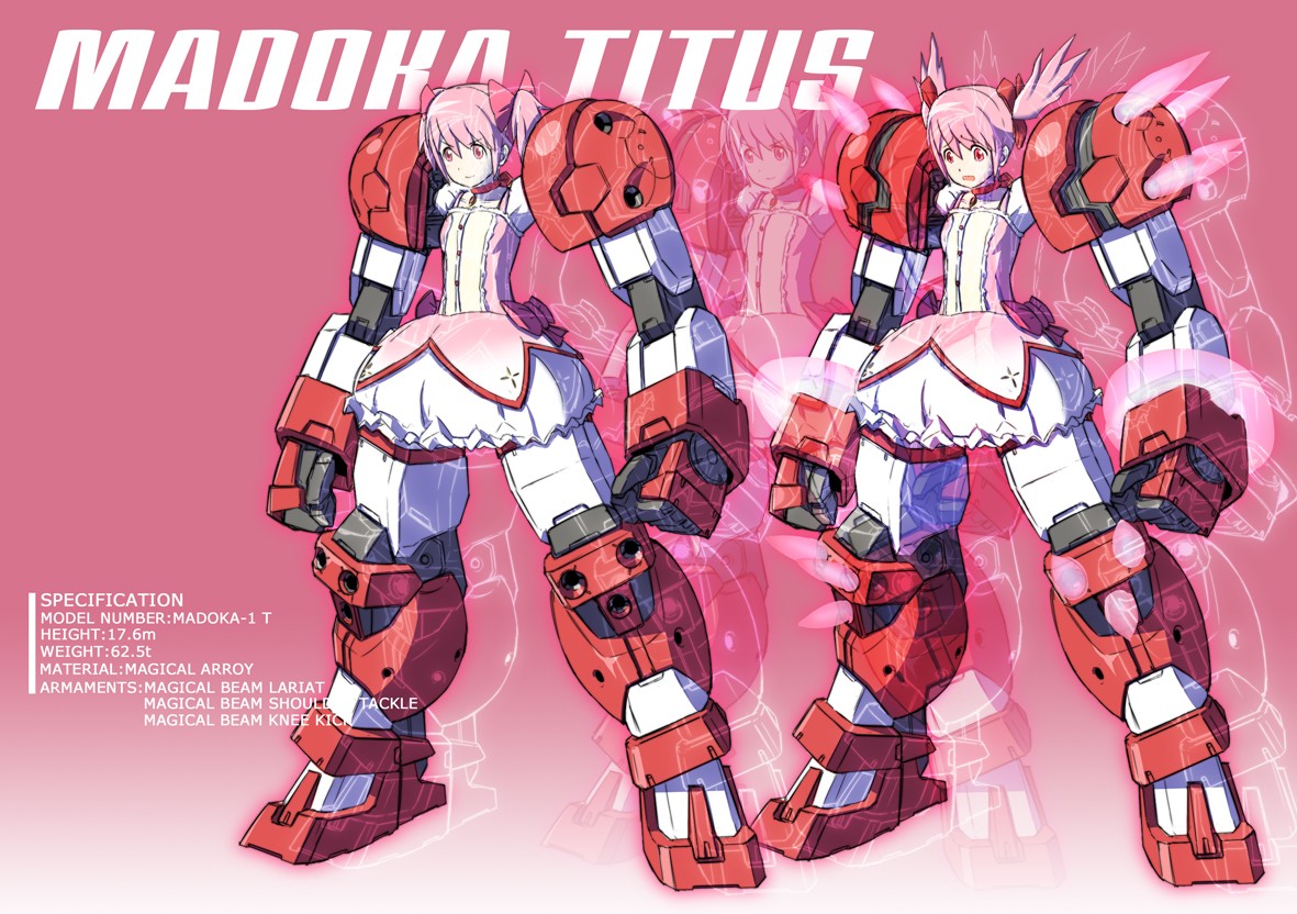 gundam, gundam_age, kaname_madoka, mahou_shoujo_madoka_magica, mecha_musume, sukekiyo
