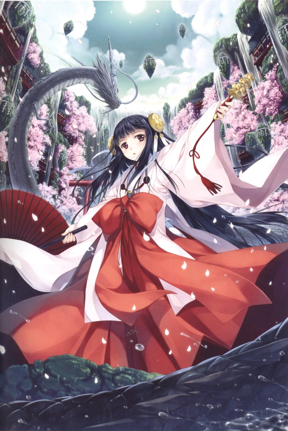 hagure_keg, miko, monster