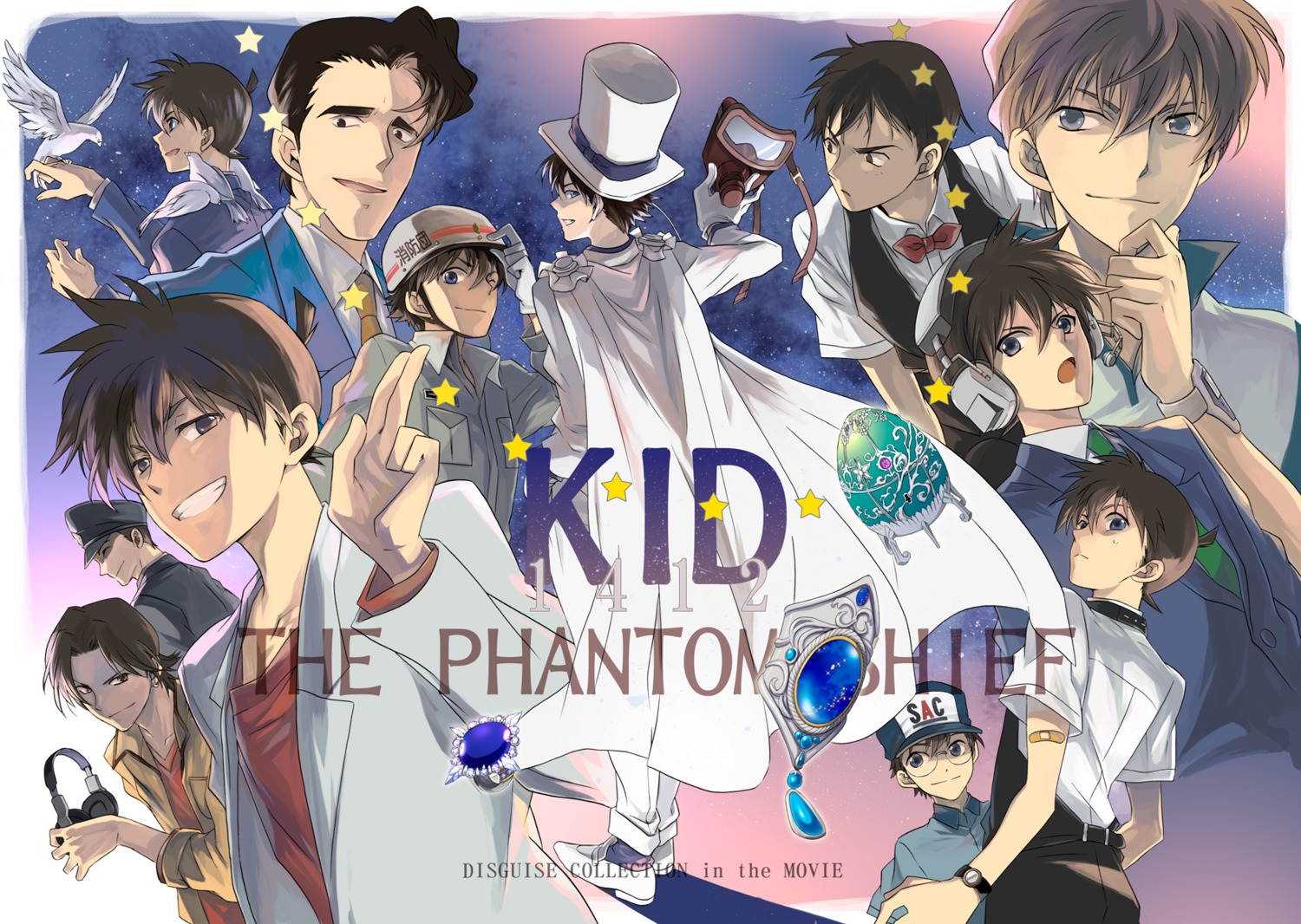 headphones, kudou_shinichi, kuroba_kaito, male, megane, meitantei_conan, seifuku, toushou_en