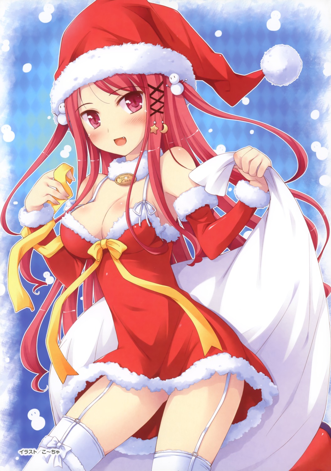 christmas, cleavage, hinomiya_ayari, ko~cha, stockings, thighhighs, windmill_oasis, witch's_garden