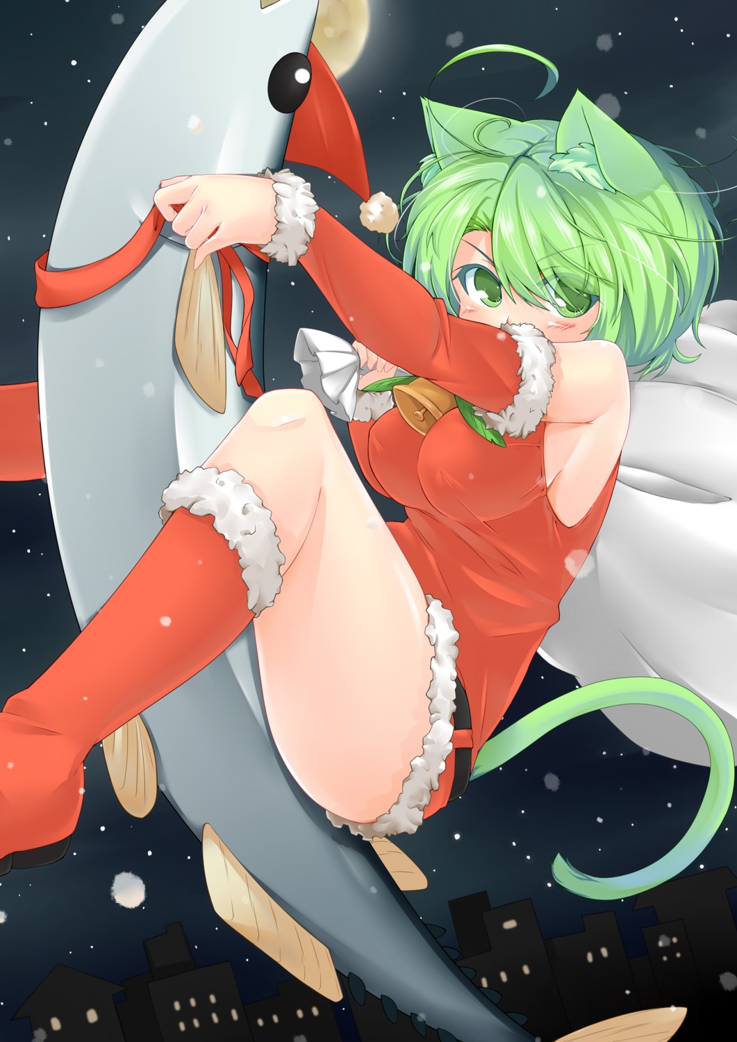 animal_ears, christmas, dodomayo, nekomimi, tail