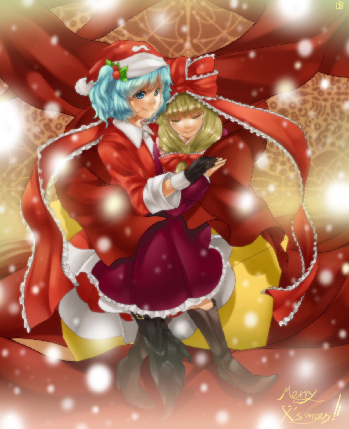 christmas, kagiyama_hina, kawashiro_nitori, touhou, yumeko_(artist)
