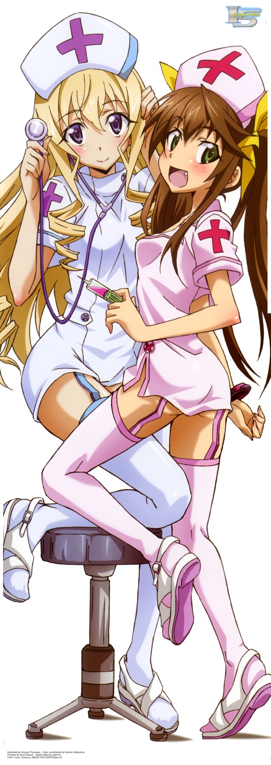 cecilia_alcott, furukawa_hiroyuki, huang_lingyin, infinite_stratos, nurse, stick_poster, stockings, thighhighs