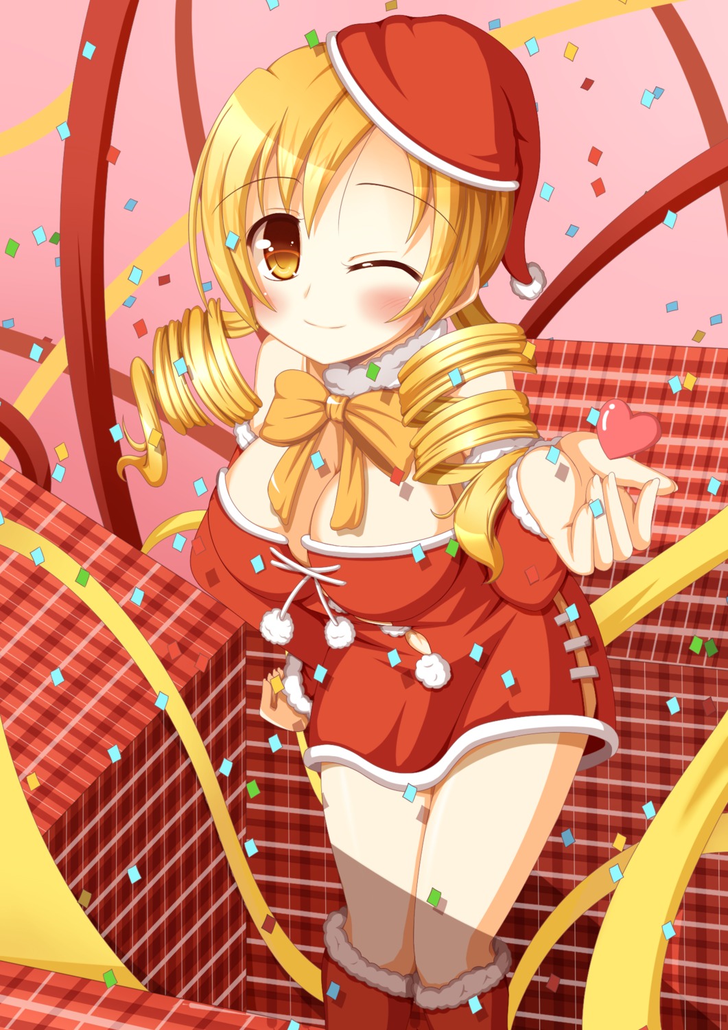 anri-agnes, christmas, cleavage, mahou_shoujo_madoka_magica, tomoe_mami