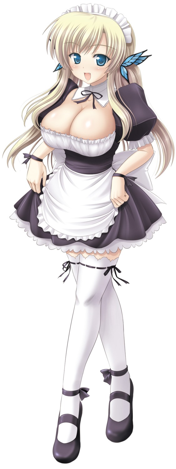 boku_wa_tomodachi_ga_sukunai, cleavage, kashiwazaki_sena, kishi_nisen, maid, thighhighs