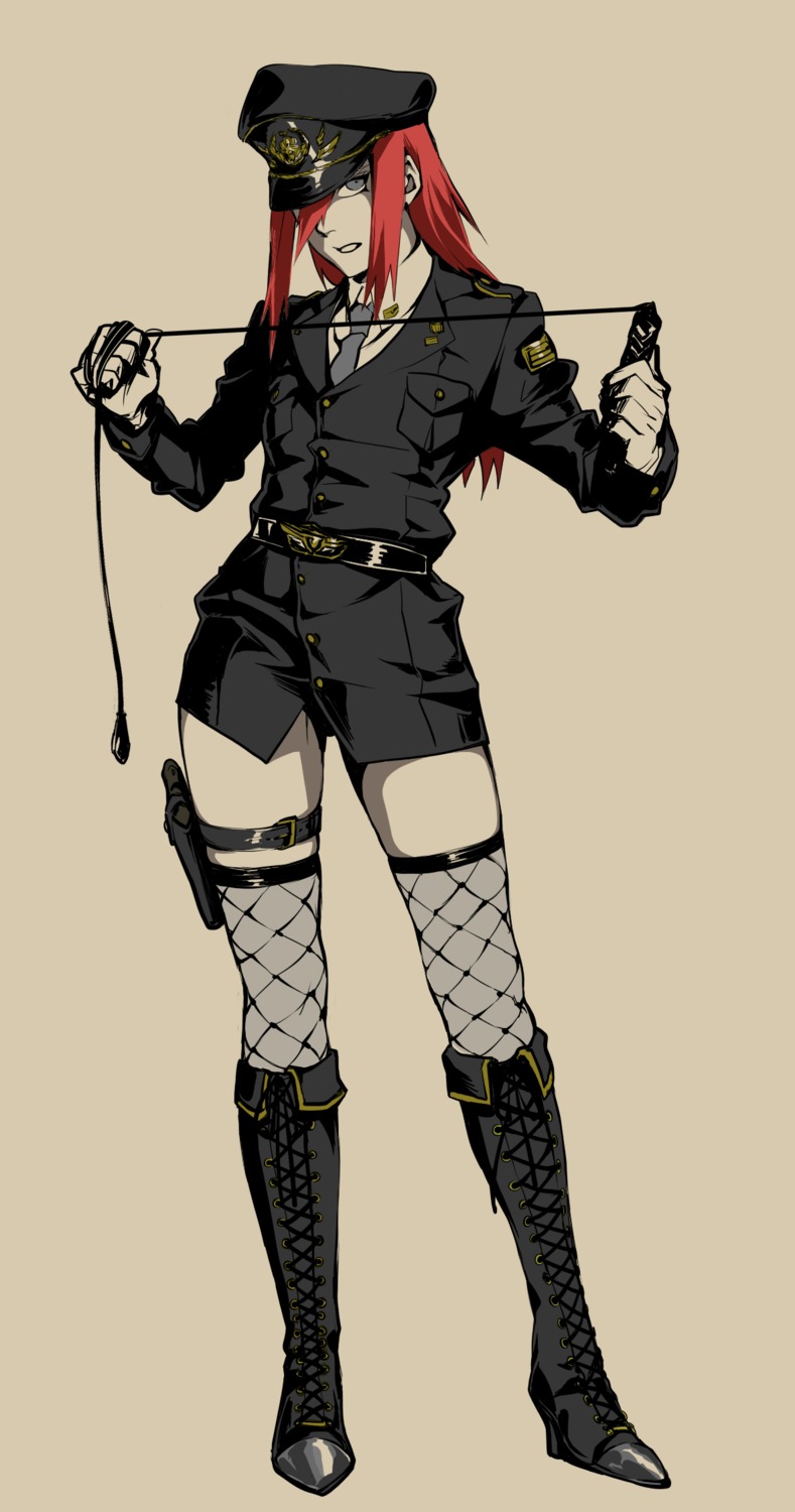 fishnets, gun, kazari_tayu, naruto, tayuya, thighhighs, uniform