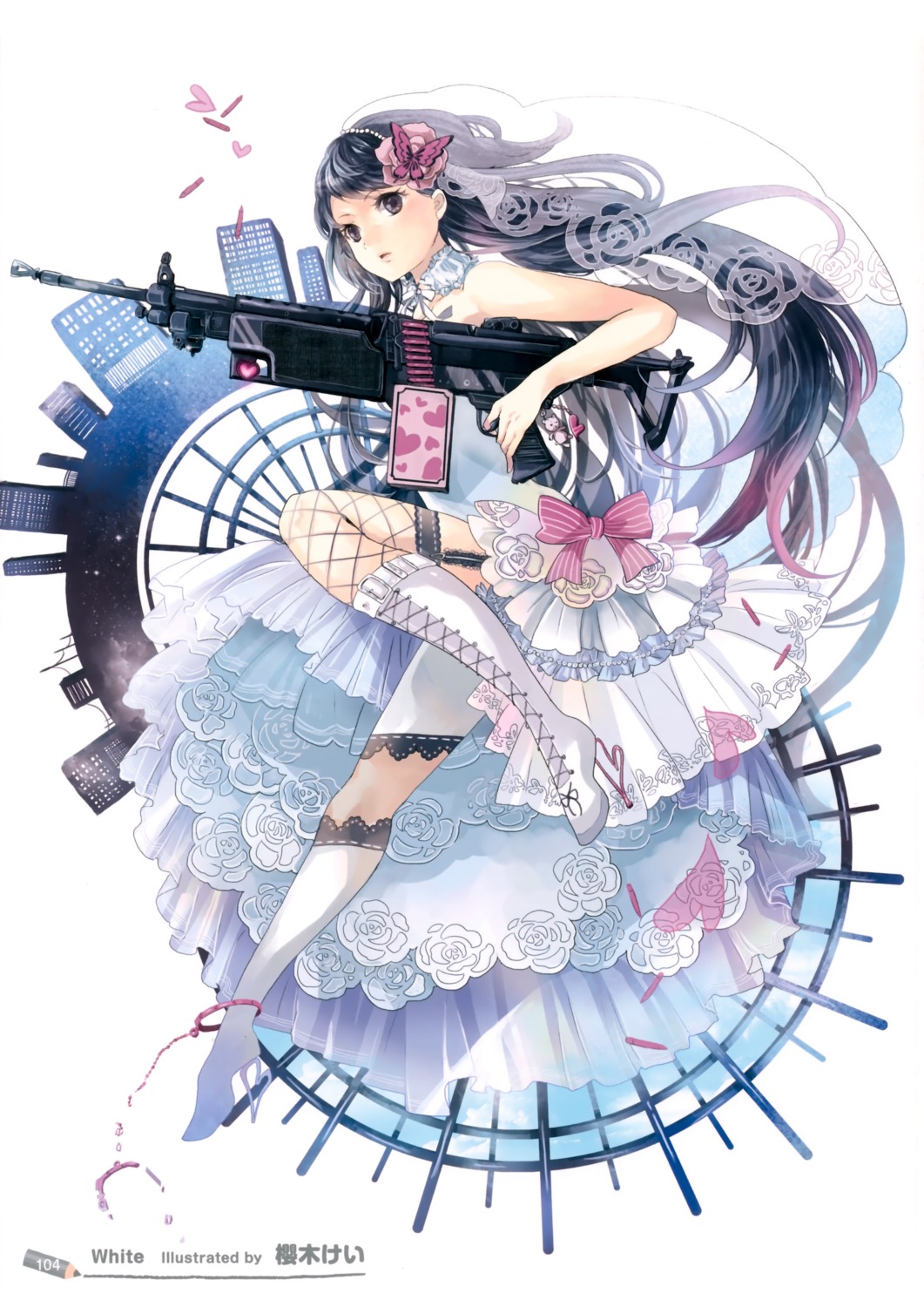 dress, gun, sakuragi_kei