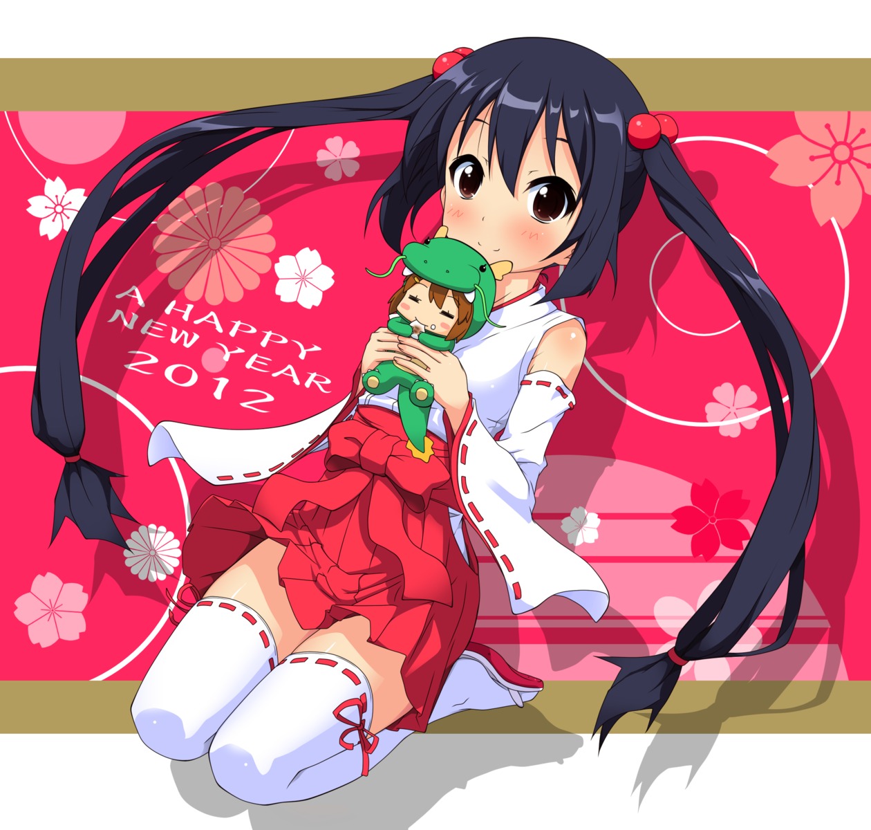 k-on!, k10k, miko, nakano_azusa, thighhighs