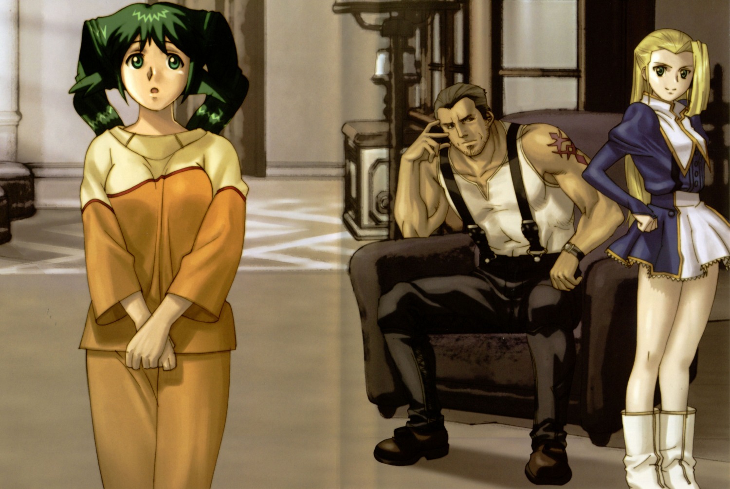 hamakawa_shuujirou, pajama, rose_anderson, roy_revant, solty_rei, solty_revant