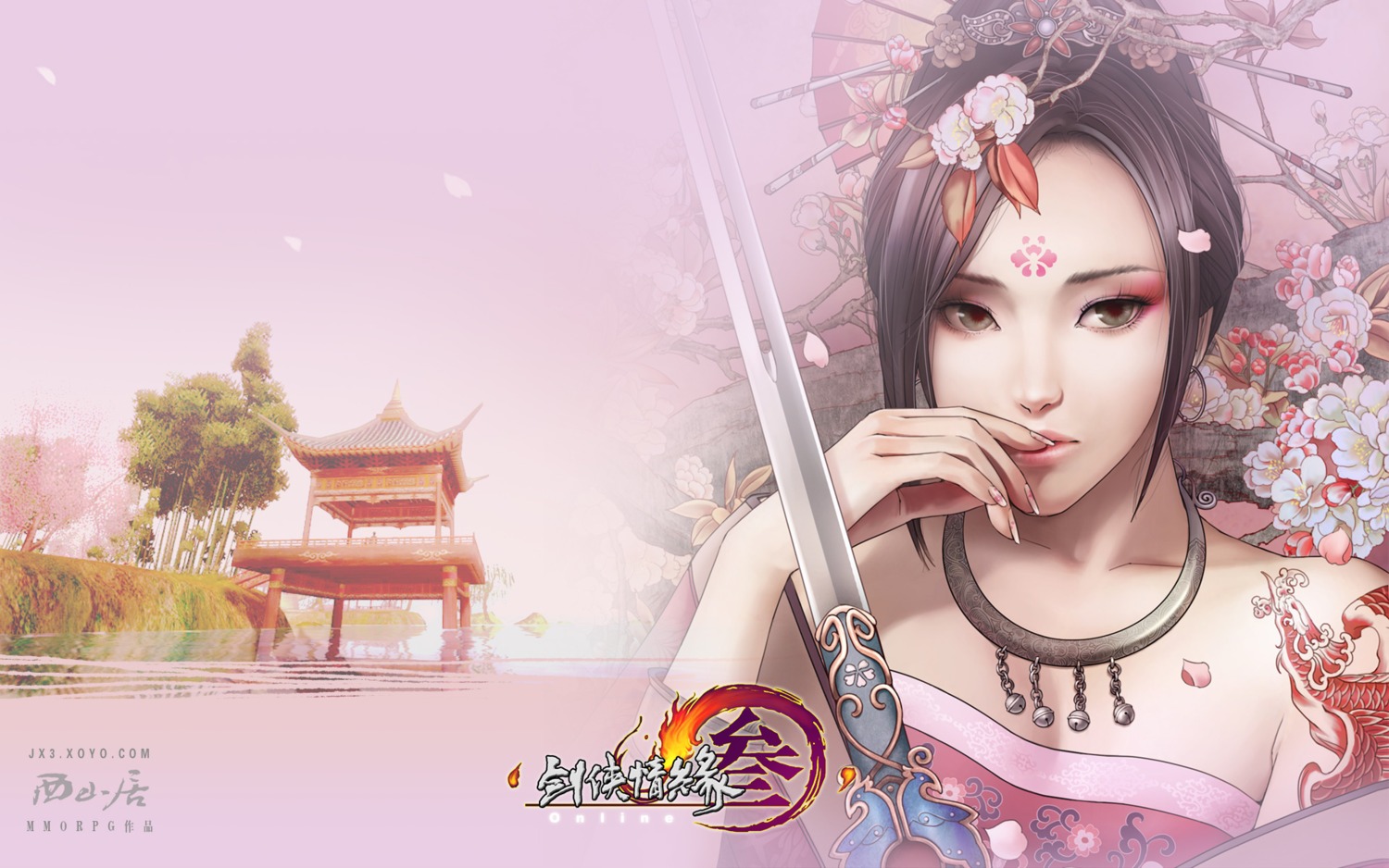 cleavage, sword, wallpaper, zhang_xiaobai