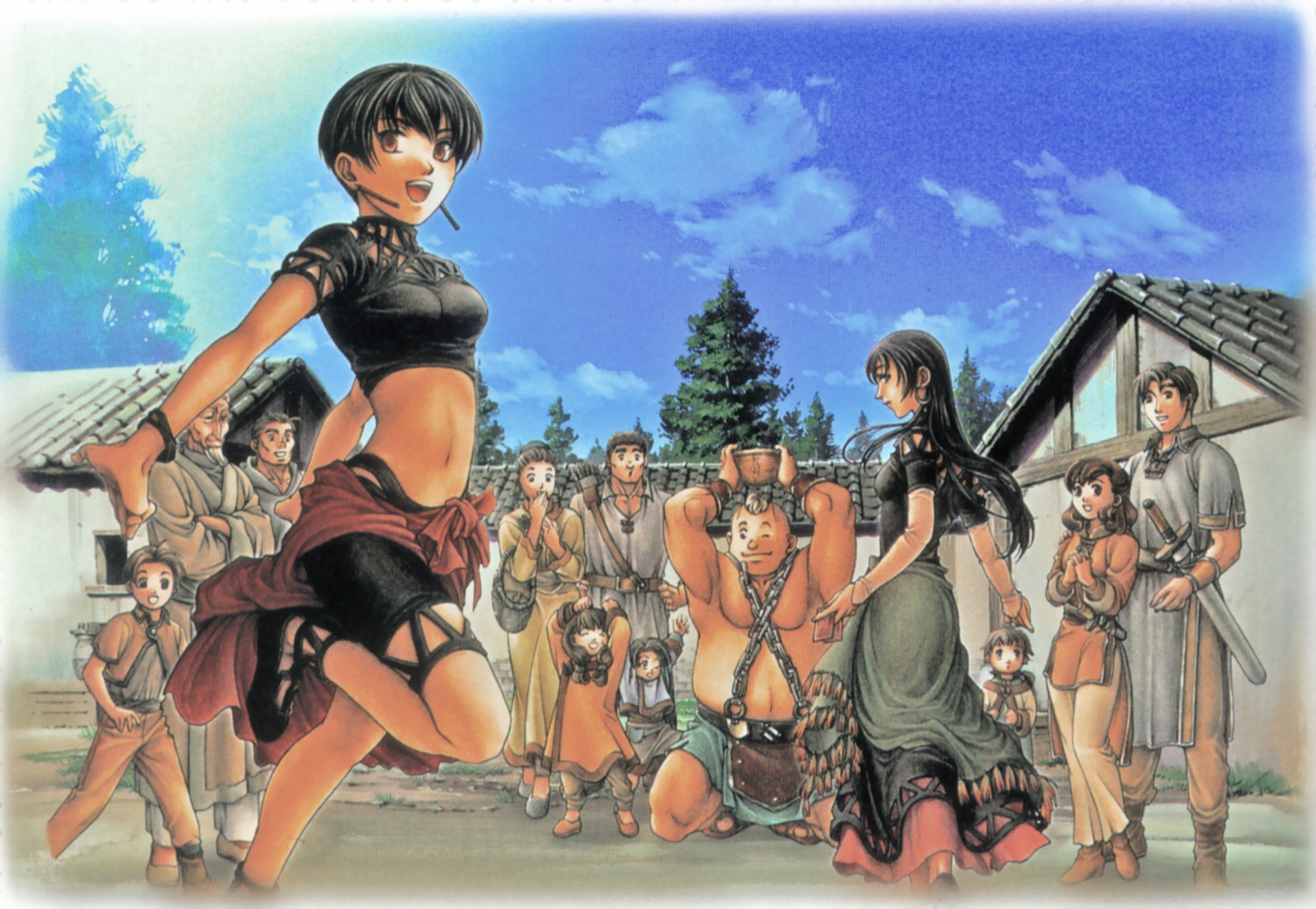 bike_shorts, bolgan, dress, eilie, ishikawa_fumi, rina_(suikoden), suikoden, suikoden_ii, sword