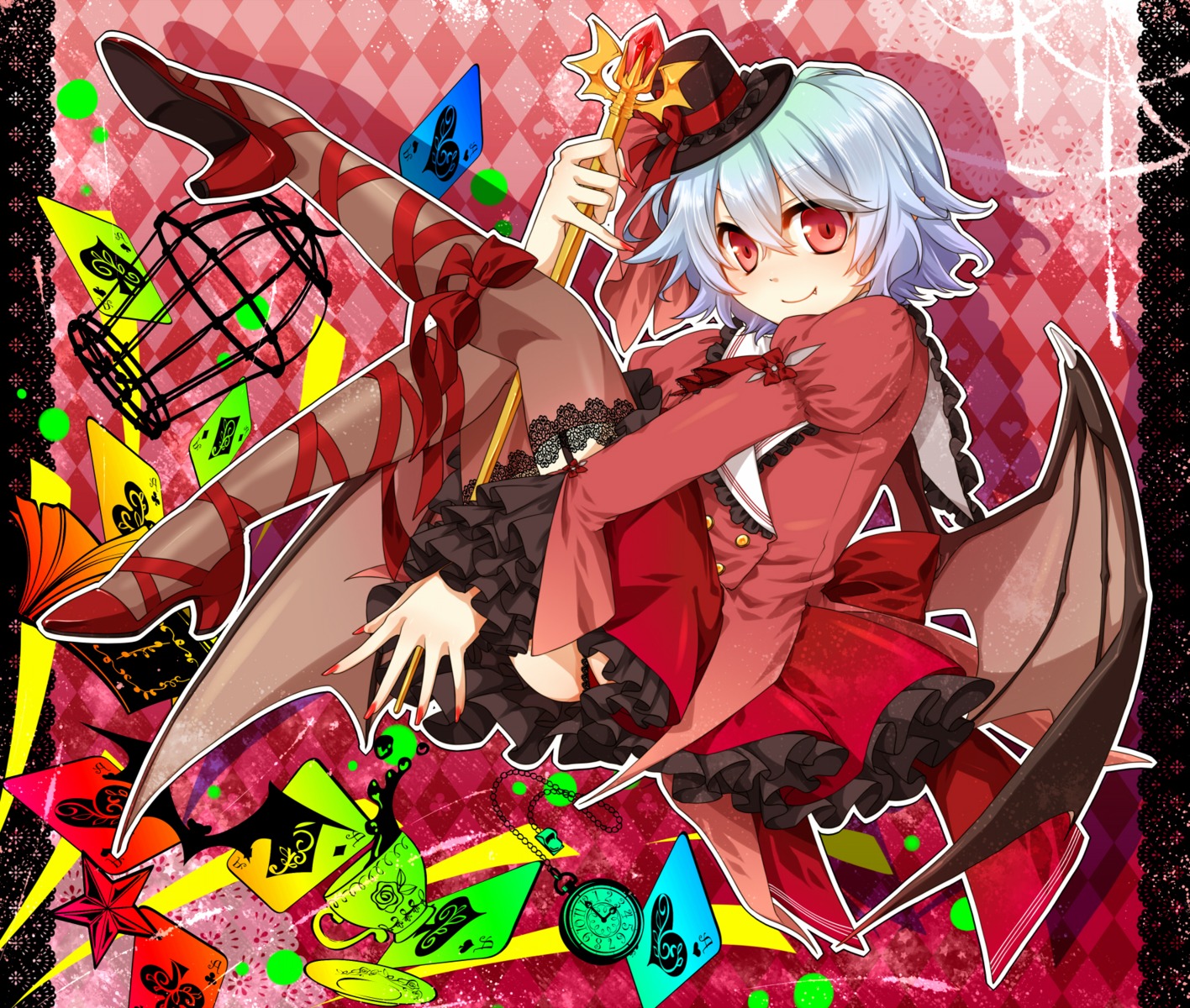 kuronohana, remilia_scarlet, stockings, thighhighs, touhou, wings