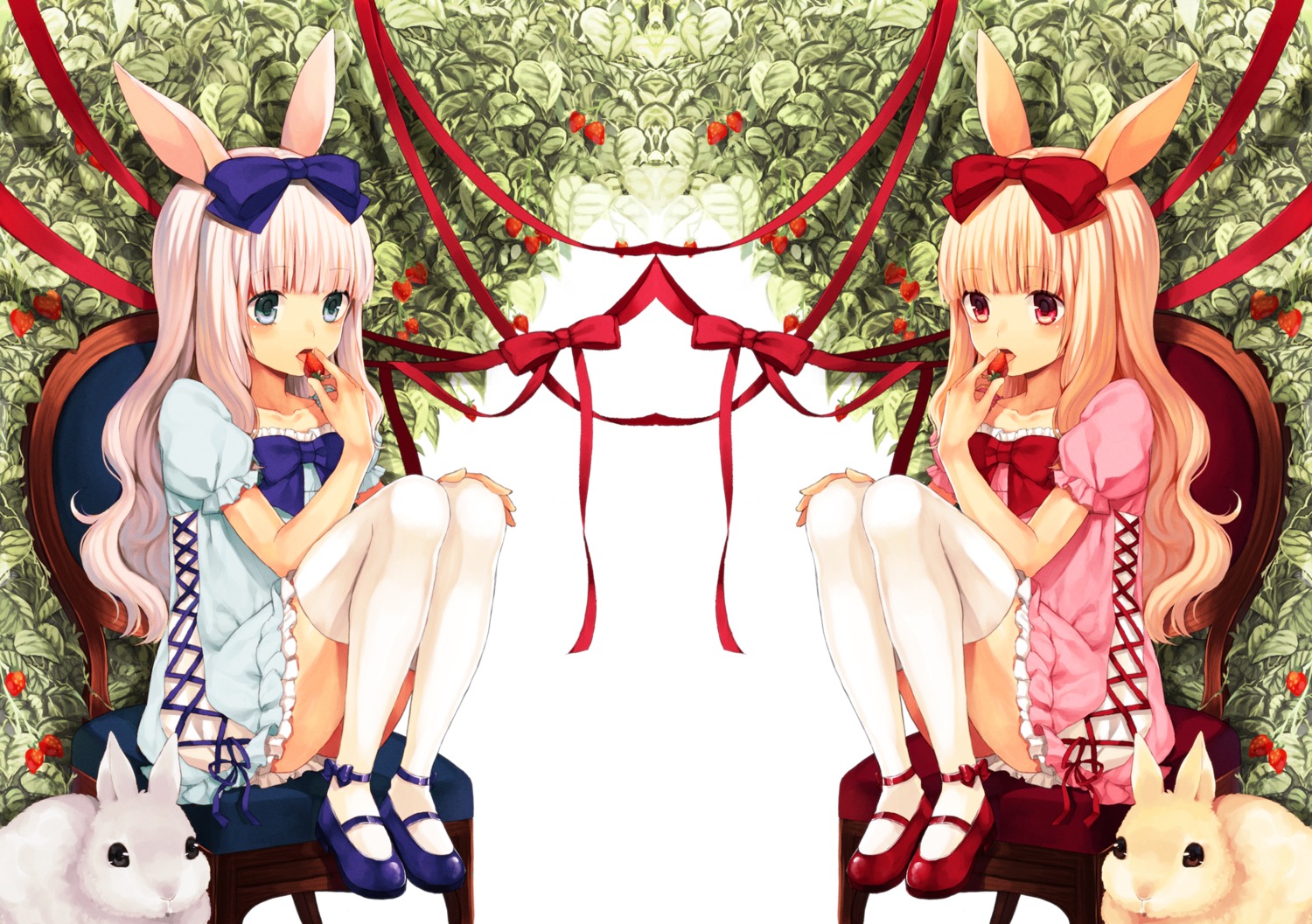 animal_ears, bunny_ears, midorikawa_you, thighhighs