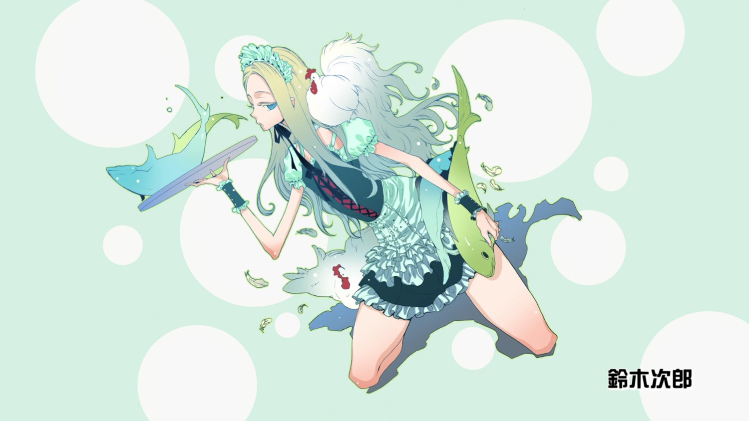 arakawa_under_the_bridge, cap, endcard, nino_(arakawa), suzuki_jirou, waitress, wallpaper