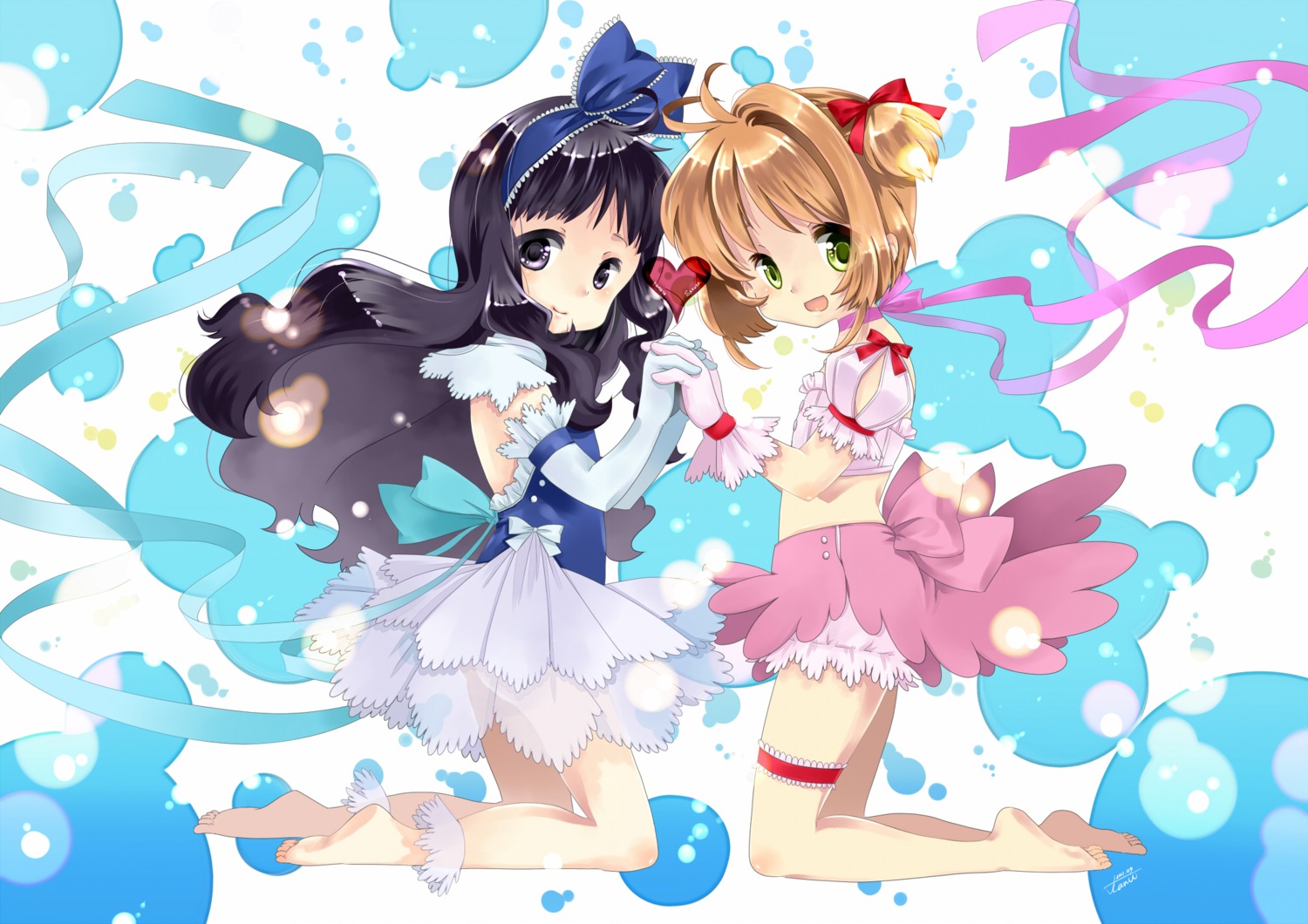 card_captor_sakura, daidouji_tomoyo, dress, kashiwagi_sumika, kinomoto_sakura