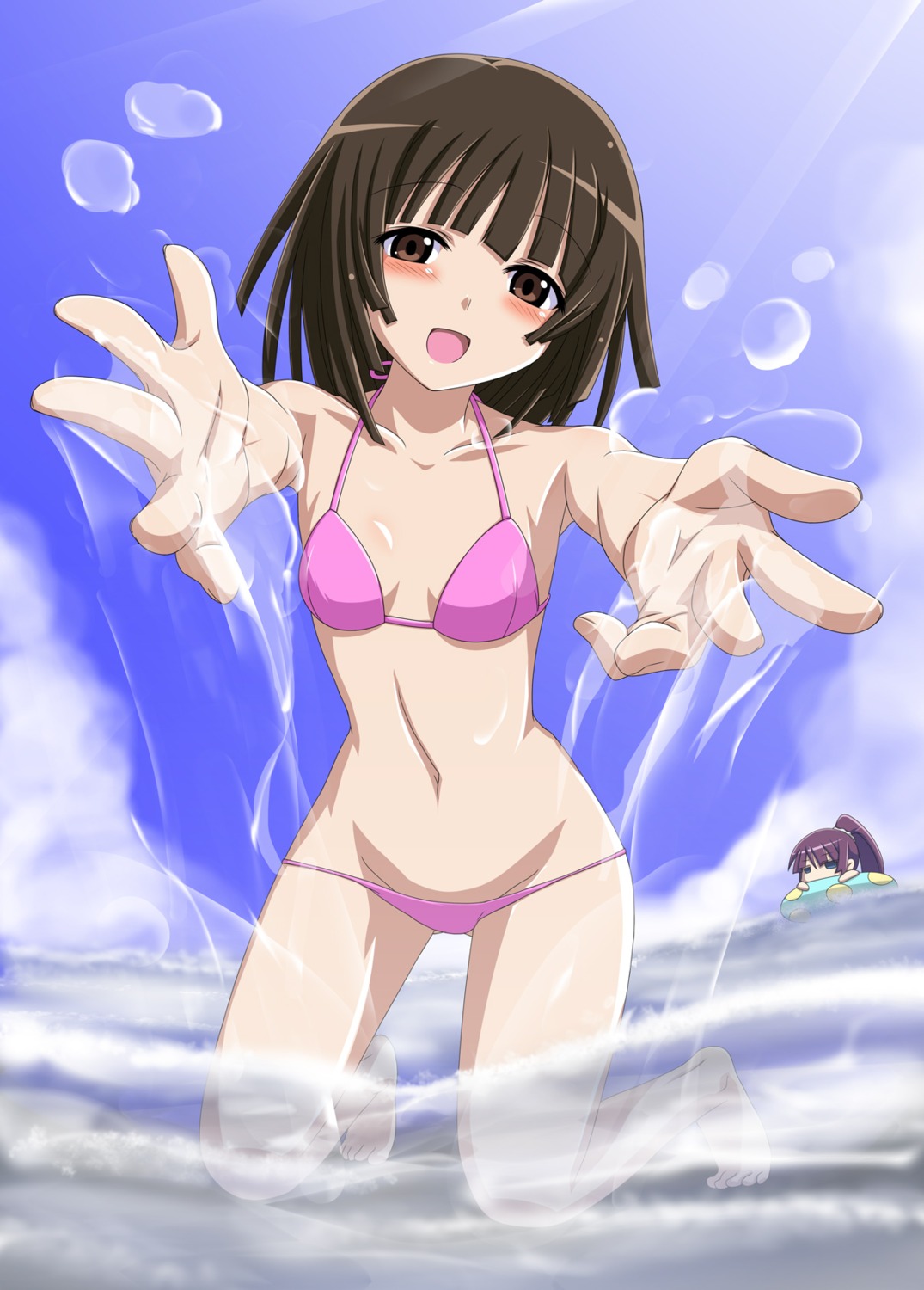 bakemonogatari, bikini, monogatari_(series), sengoku_nadeko, senjougahara_hitagi, shirosame, swimsuits