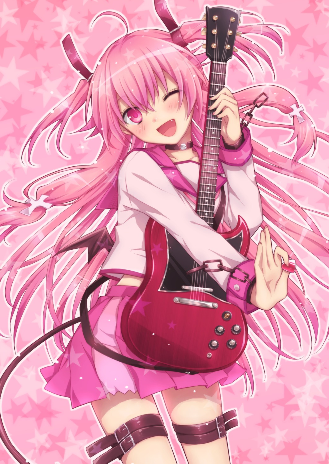 angel_beats!, guitar, imomu, seifuku, yoshioka_yui