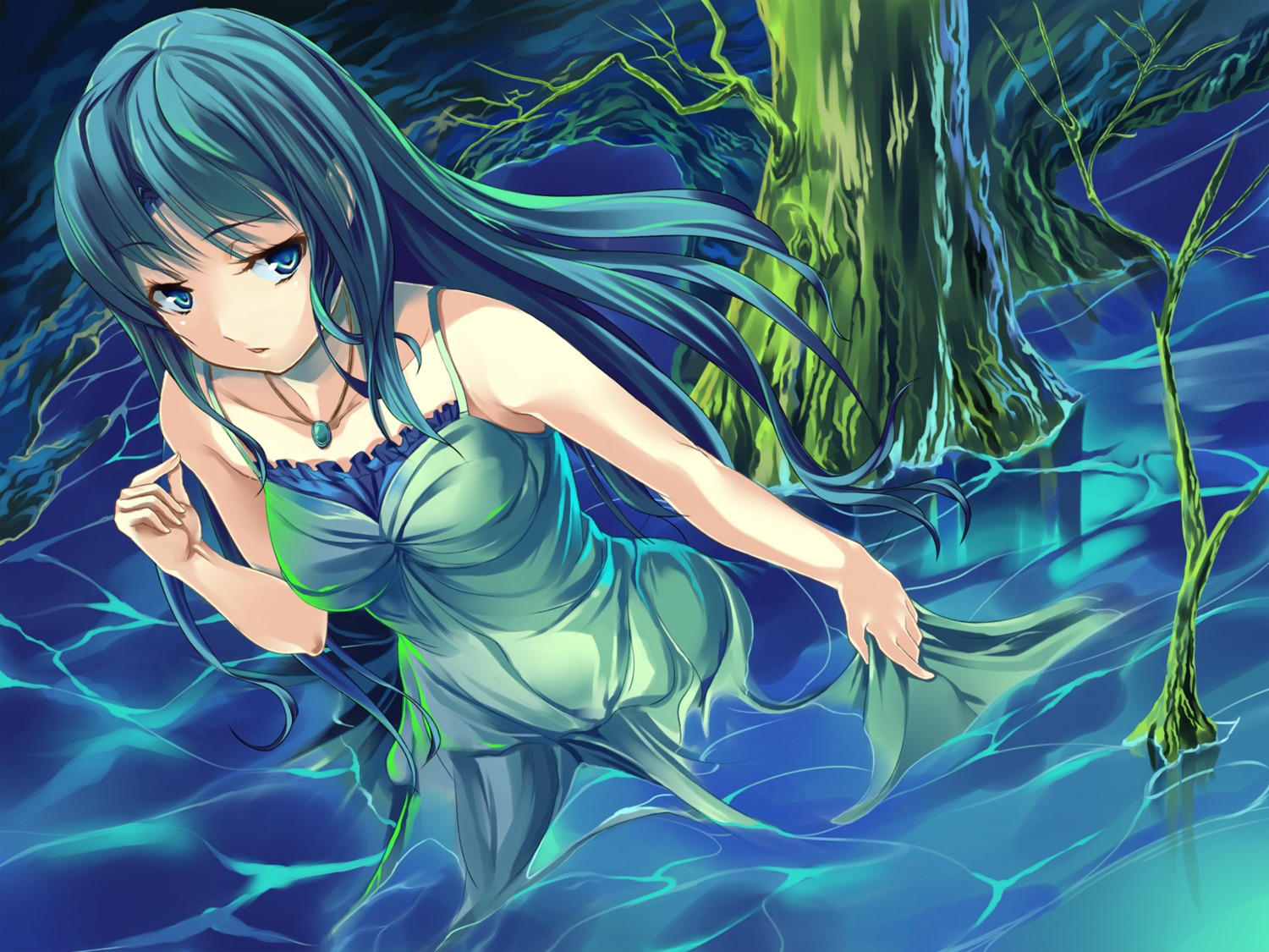 dress, matsugawa, wallpaper, wet_clothes