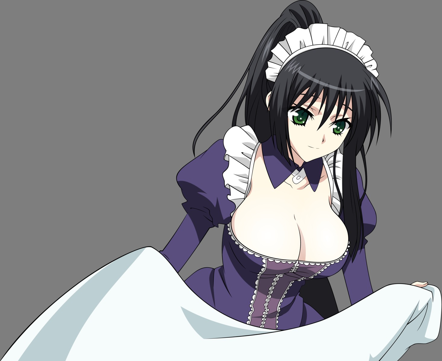 cleavage, dress, kore_wa_zombie_desu_ka, maid, seraphim, transparent_png, vector_trace