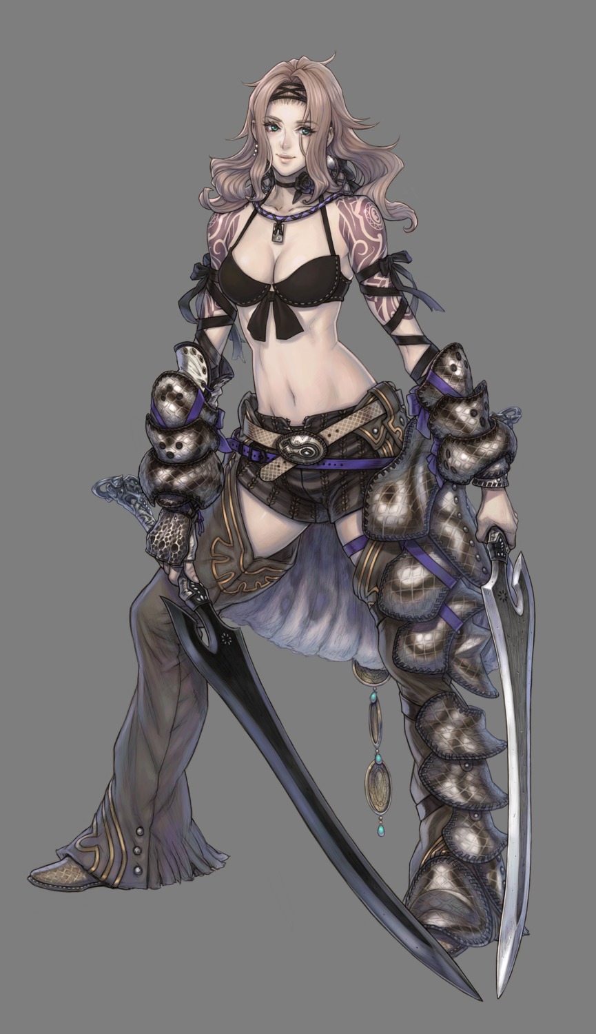 armor, bikini_top, cleavage, fujisaka_kimihiko, garter, mistwalker, nintendo, stockings