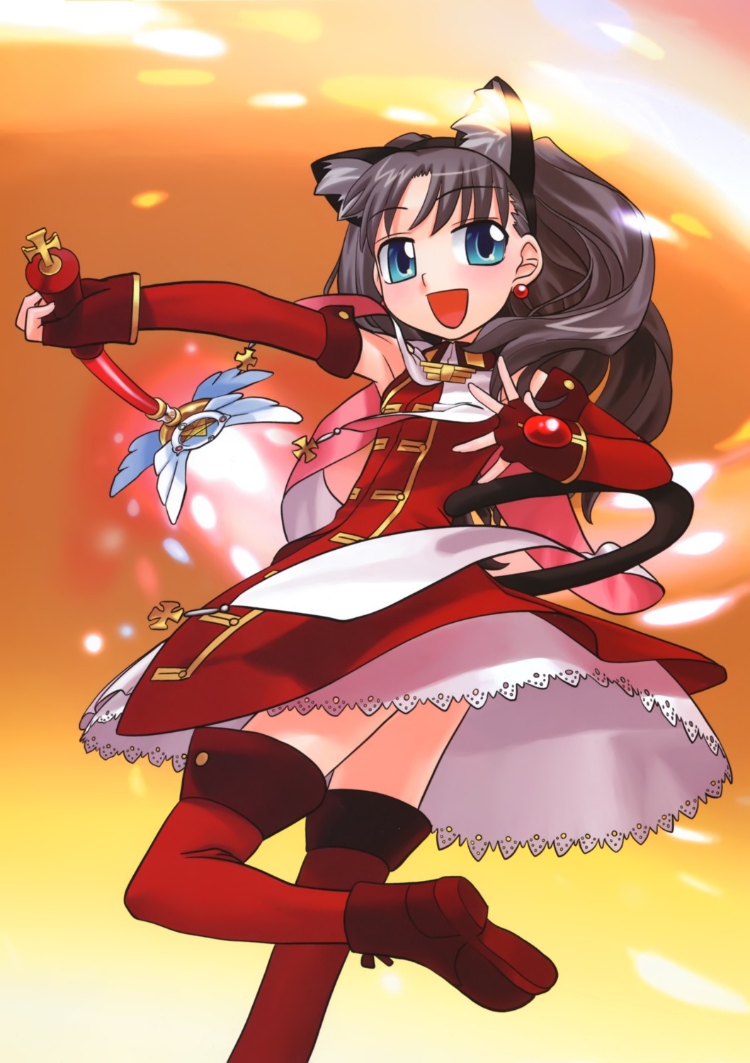 animal_ears, fate/stay_night, hirai_yukio, kaleido_ruby, nekomimi, tail, thighhighs, toosaka_rin