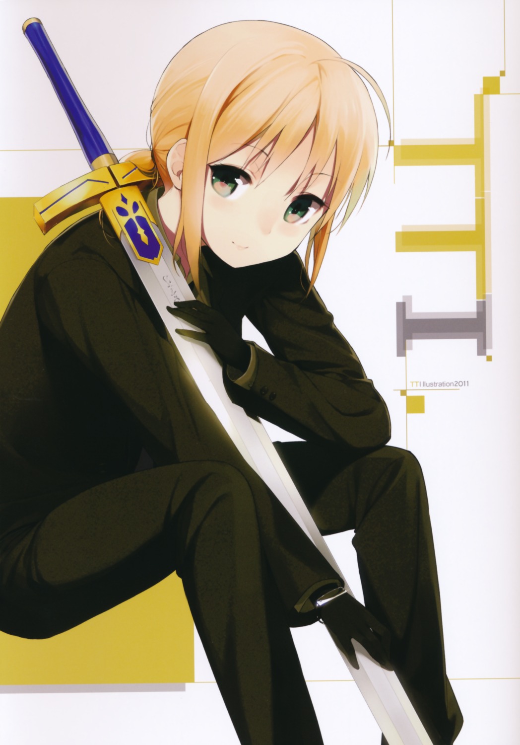 artoria_pendragon_(fate), fate/stay_night, fate/zero, nanimoshinai, sasamori_tomoe, scanning_artifacts, sword