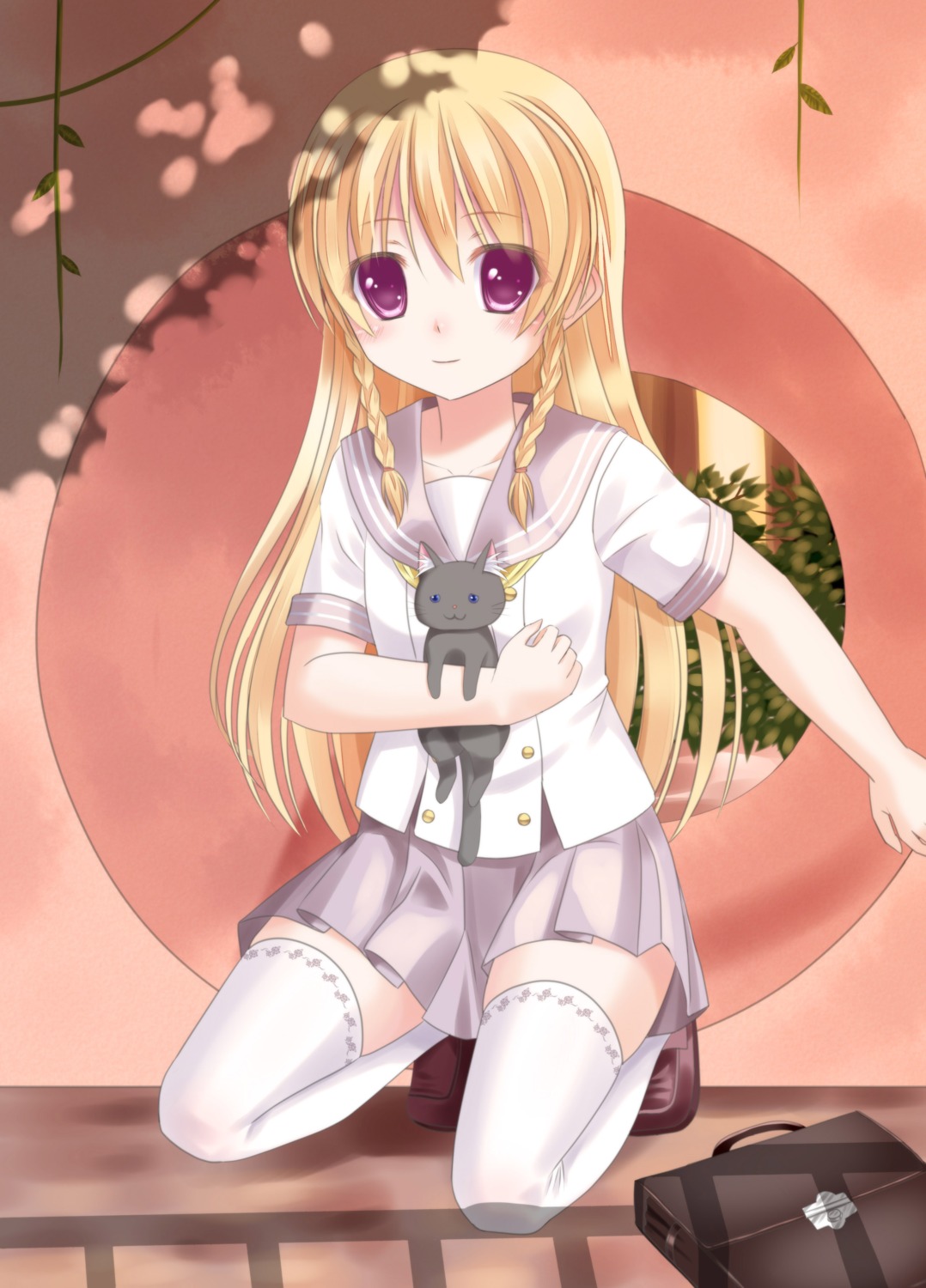 ikeda_yuuki, neko, seifuku, thighhighs