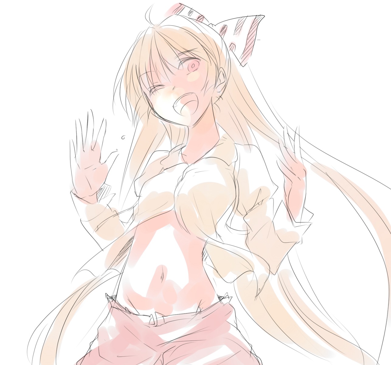 fujiwara_no_mokou, miyo_(ranthath), monochrome, touhou