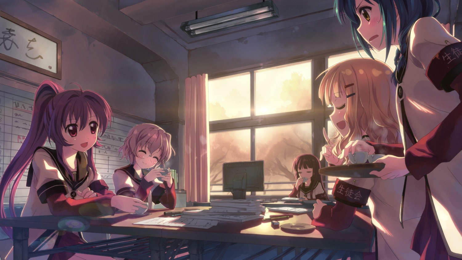 furutani_himawari, ikeda_chitose, matsumoto_rise, megane, oomuro_sakurako, seifuku, studio_s.d.t., sugiura_ayano