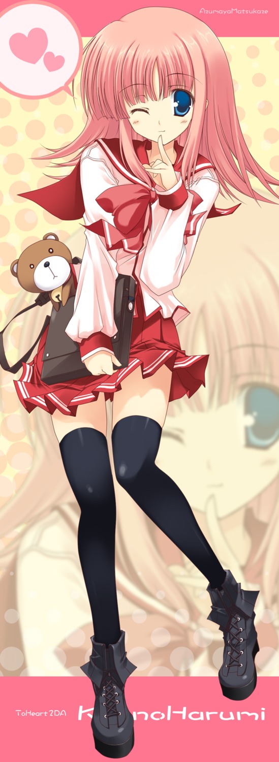 kouno_harumi, seifuku, thighhighs, to_heart_(series), to_heart_2, yoshiwo