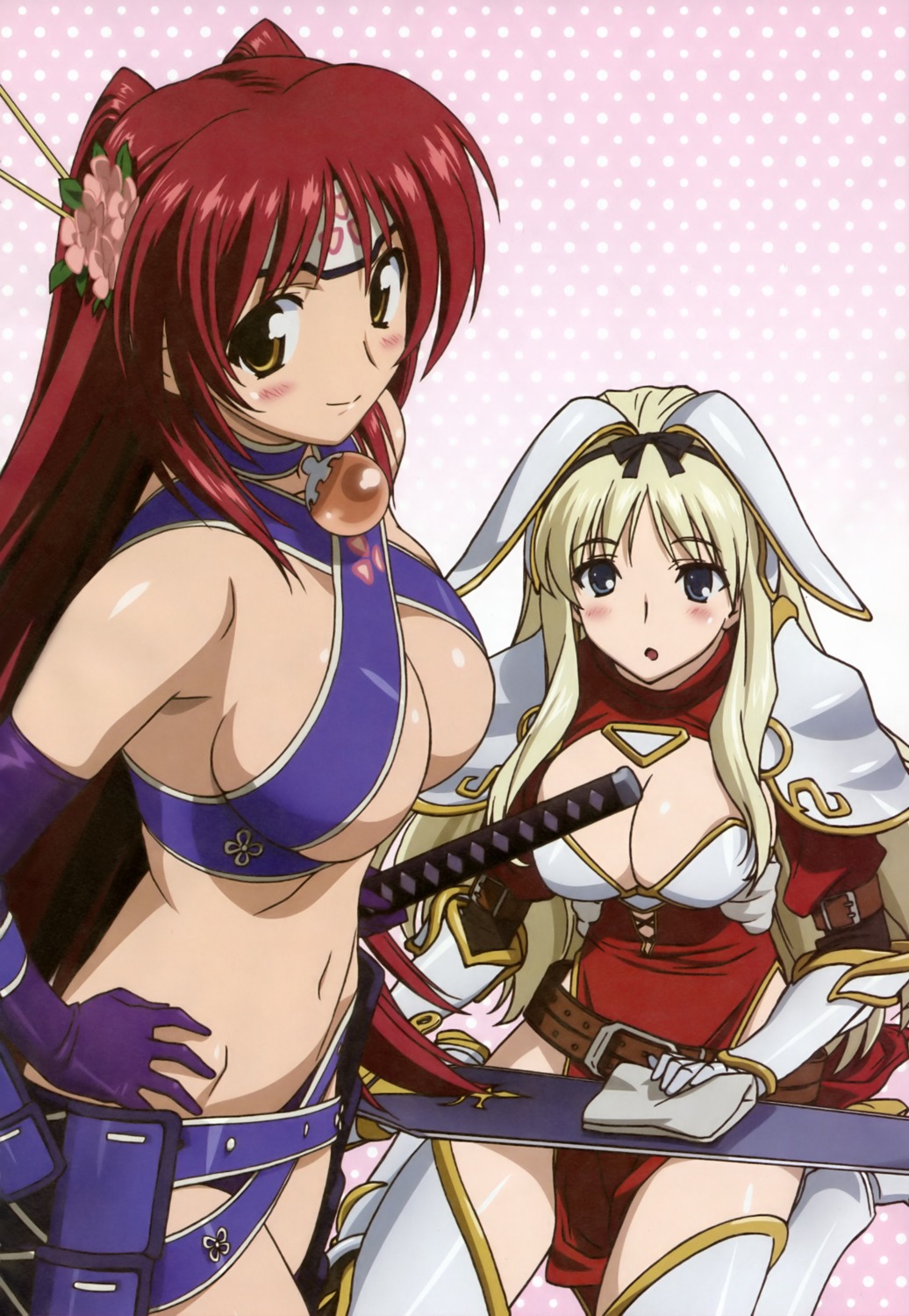 cleavage, kousaka_tamaki, kusugawa_sasara, sword, thighhighs, to_heart_(series), to_heart_2, to_heart_2_dungeon_travelers