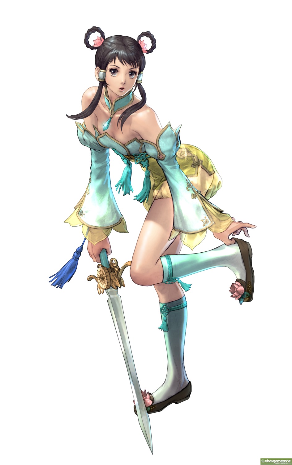 asian_clothes, dress, see_through, soul_calibur, soul_calibur_v, sword, watermark, weapon, yan_leixia