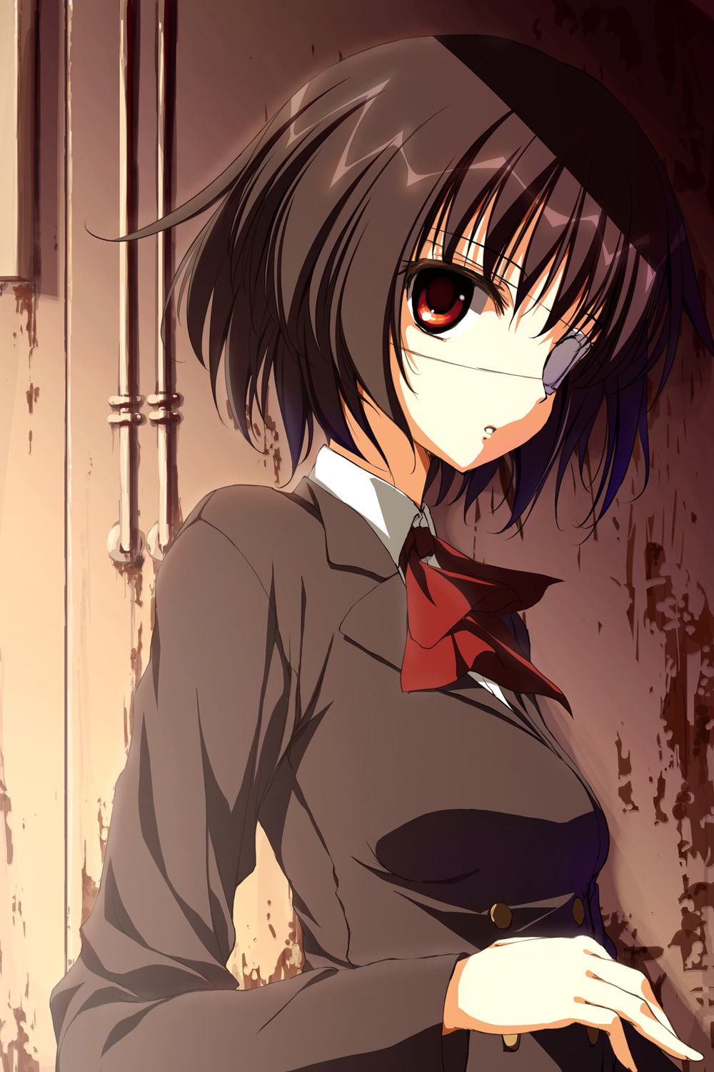 another, eyepatch, hirokazu_kine, misaki_mei, seifuku
