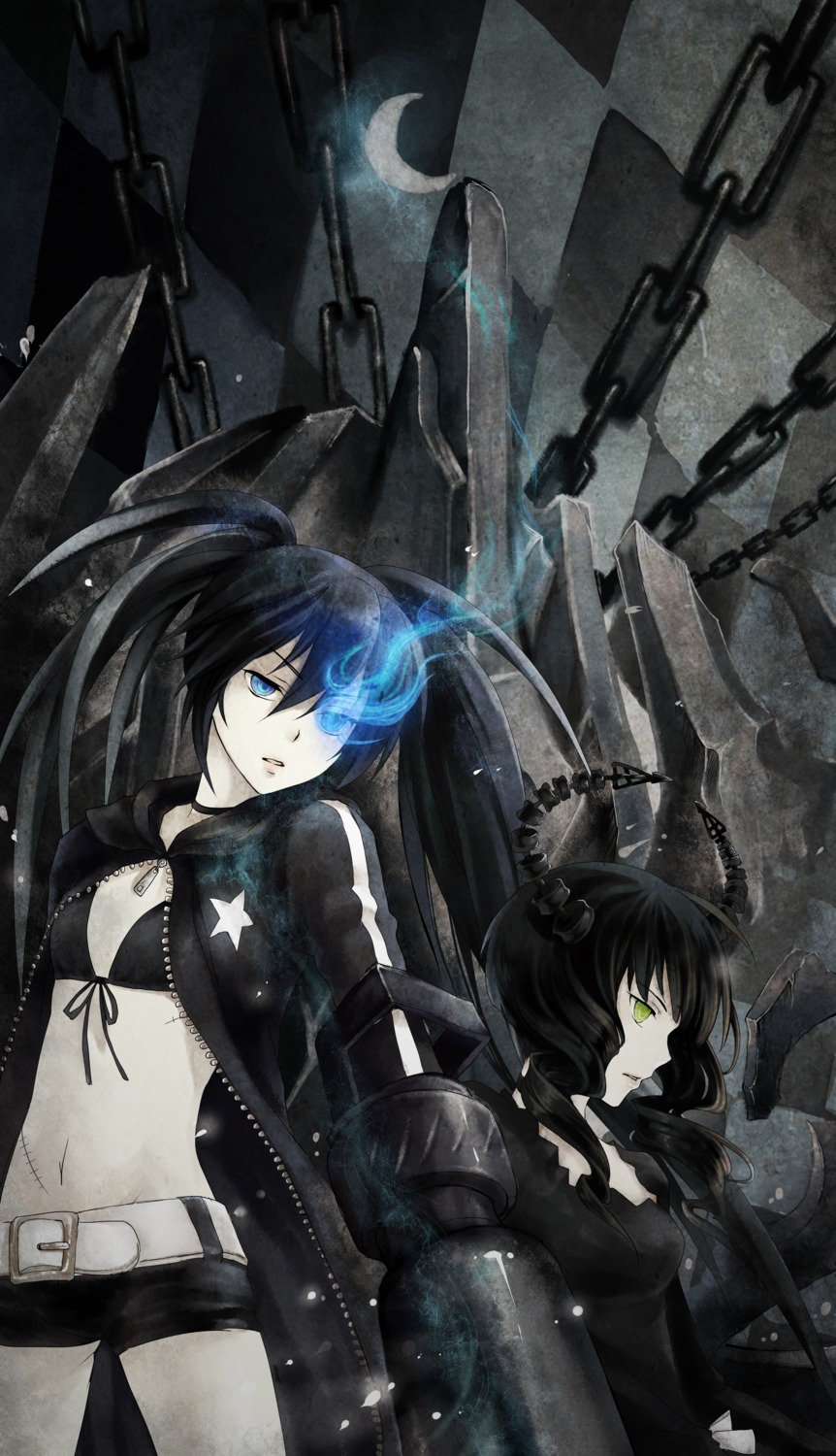 bikini_top, black_rock_shooter, black_rock_shooter_(character), dead_master, fhalei, horns, swimsuits, vocaloid