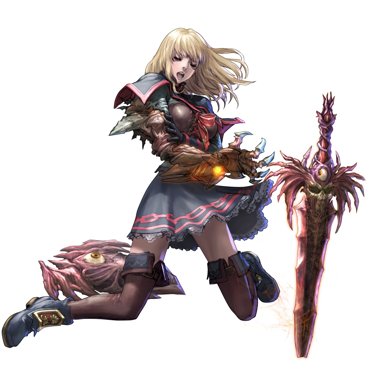 kawano_takuji, pyrrha_alexandra, soul_calibur, soul_calibur_v, sword, thighhighs