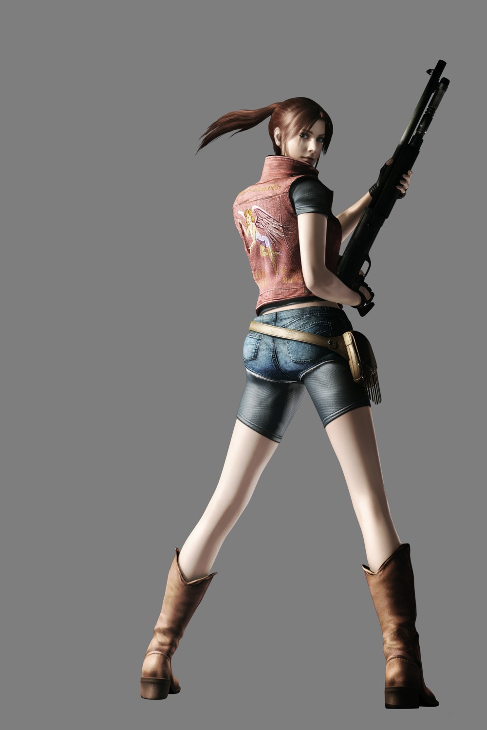 bike_shorts, cg, claire_redfield, gun, resident_evil, transparent_png