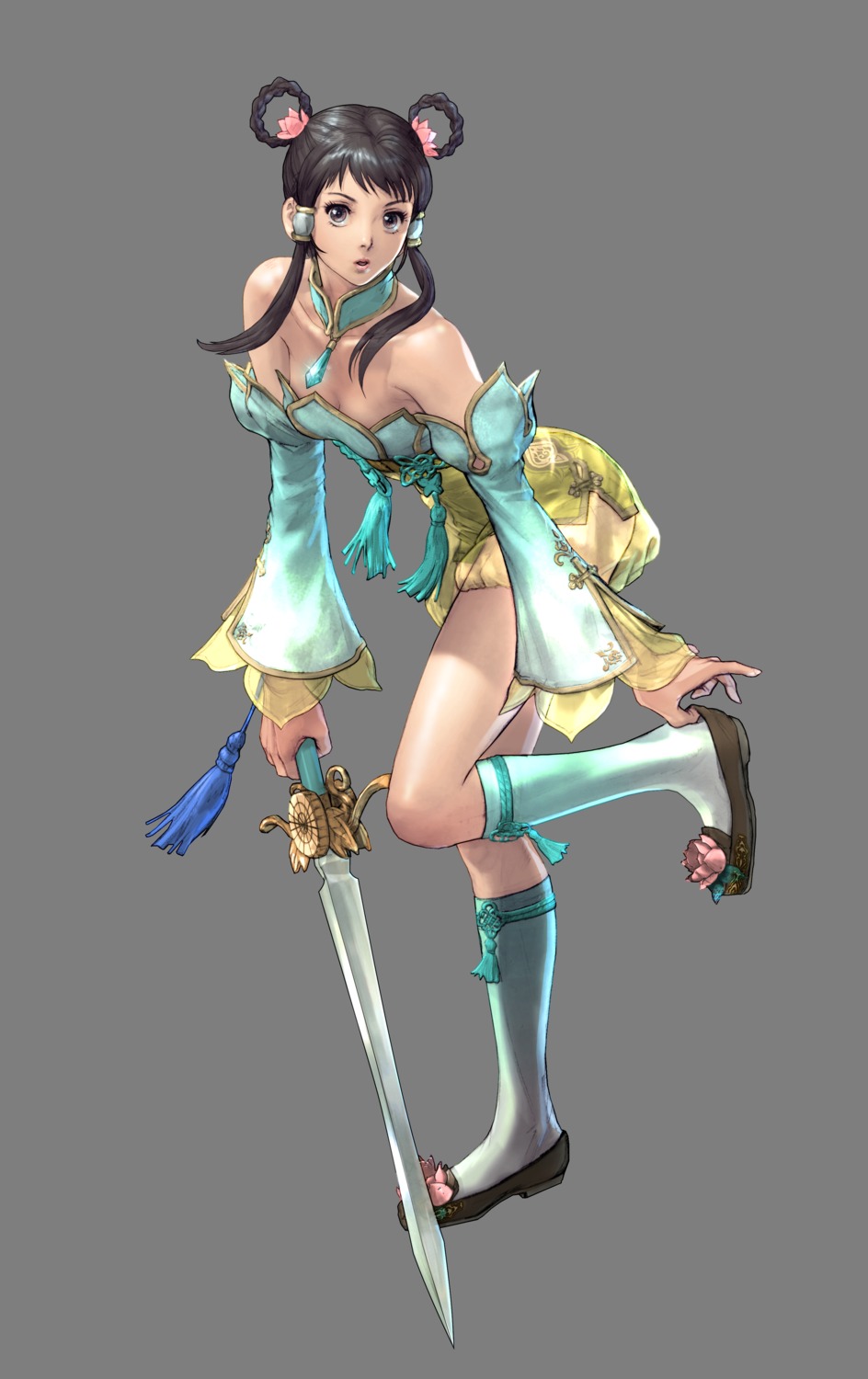 asian_clothes, see_through, soul_calibur, soul_calibur_v, sword, transparent_png, weapon, yan_leixia