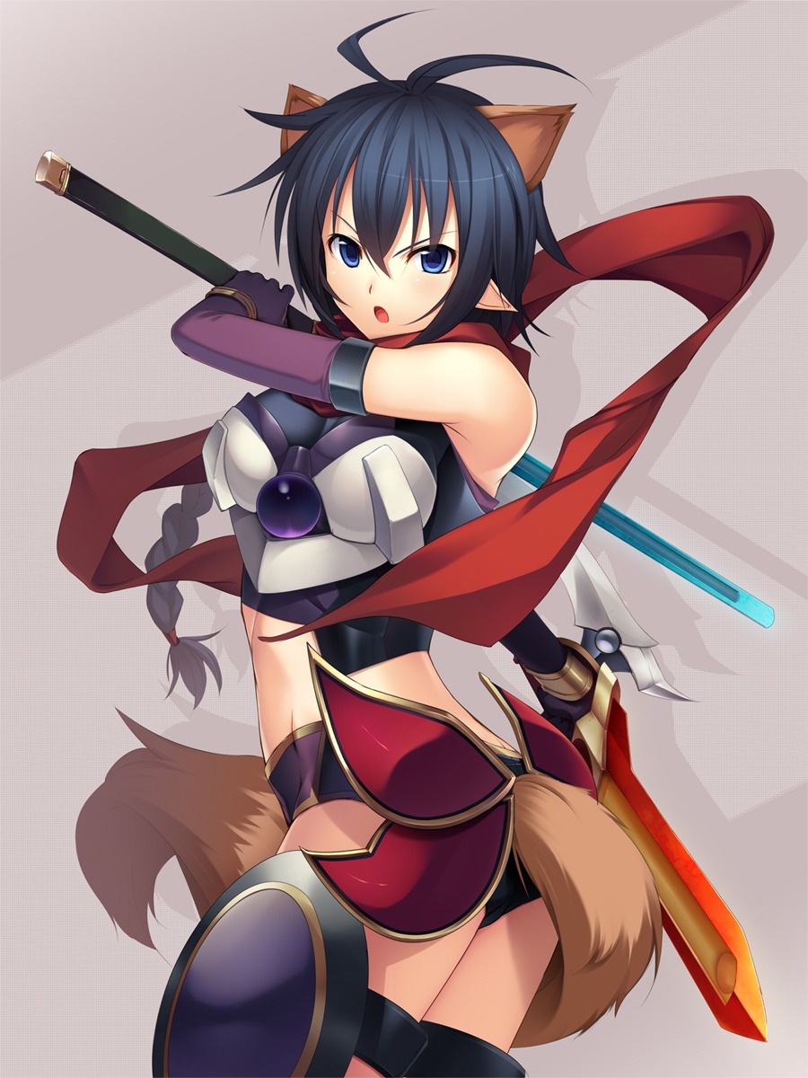 animal_ears, koikeya, nekomimi, sword, tail